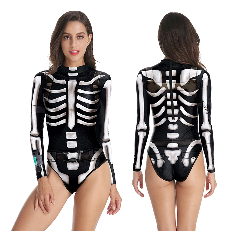 2021 New Summer Sexy Personality Skeleton 3D Printed Stretch Long-sleeved High-waist One-piece Swimsuit Leotard Beach Swimsuit
2021 New Summer Sexy Personality Skeleton 3D Printed Stretch Long-sleeved High-waist One-piece Swimsuit Leotard Beach Swimsuit
