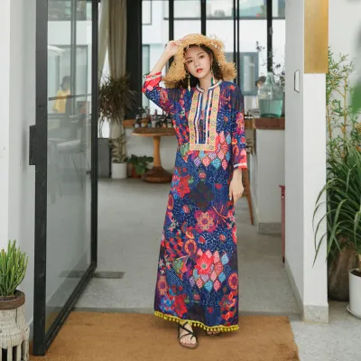 2020 Summer Boho Long Dresses Women Loose Vintage Ethnic Style Tassel Print Ankle-length Casual Dress Woman
2020 Summer Boho Long Dresses Women Loose Vintage Ethnic Style Tassel Print Ankle-length Casual Dress Woman
