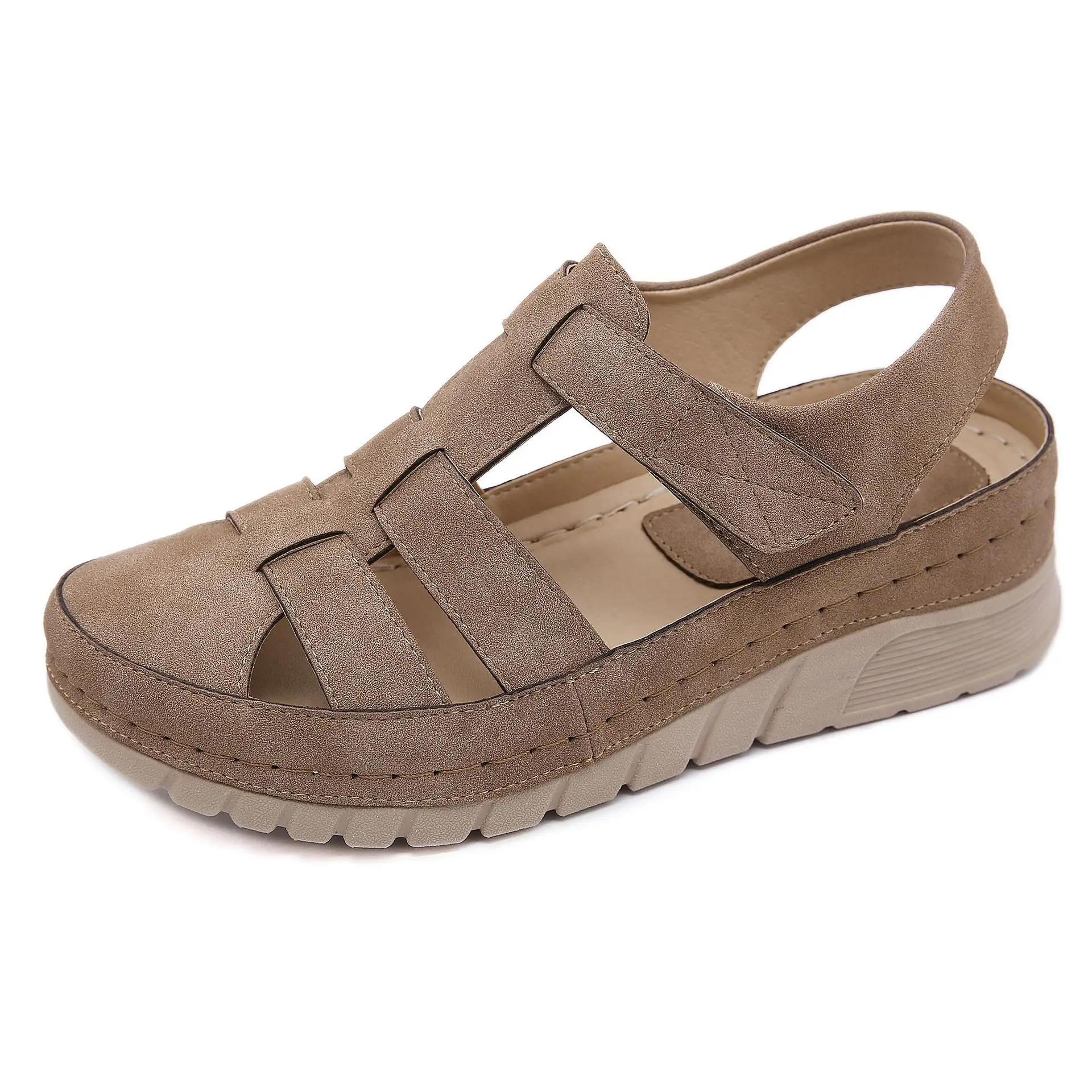 Spring of 2021 fashion women's sandals women's casual shoes with sloping heels Baotou outsole lightweight Velcro shoes
Spring of 2021 fashion women's sandals women's casual shoes with sloping heels Baotou outsole lightweight Velcro shoes
