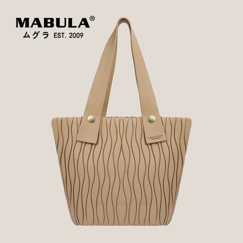 MABULA Fashion Pleated Large Capacity PU Totes Women Bucket Handbags Female High Quality Solid Simple Shoulder Bags
MABULA Fashion Pleated Large Capacity PU Totes Women Bucket Handbags Female High Quality Solid Simple Shoulder Bags