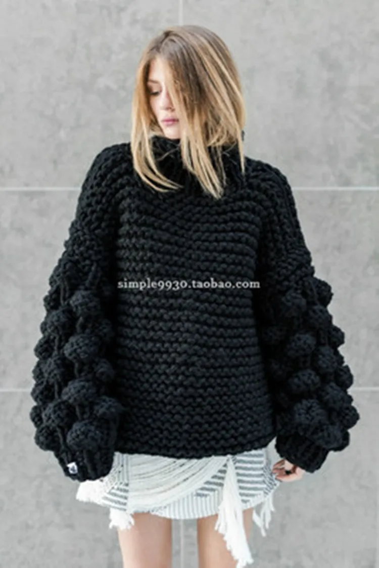 three-dimensional ball 2020 new lazy style thick stick loose sweater women's Lantern Sleeve sweater handmade Pullover Top
three-dimensional ball 2020 new lazy style thick stick loose sweater women's Lantern Sleeve sweater handmade Pullover Top
