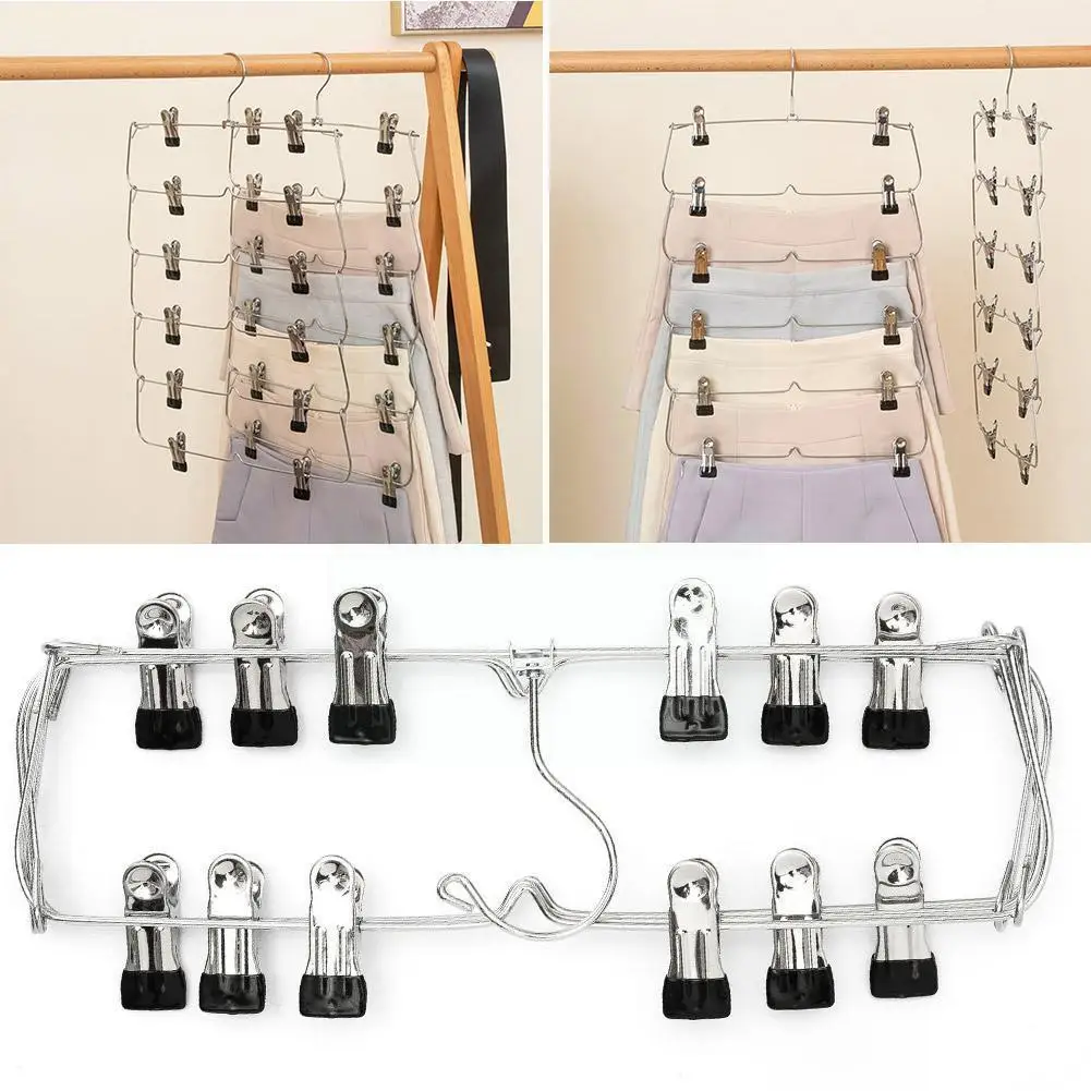 1pc Multilayer Clothes Hangers with 12 Clips Clothing Rack Holder Storage Folding Metal Clothes Pants Wardrobe Rack Drying Z1L2
1pc Multilayer Clothes Hangers with 12 Clips Clothing Rack Holder Storage Folding Metal Clothes Pants Wardrobe Rack Drying Z1L2