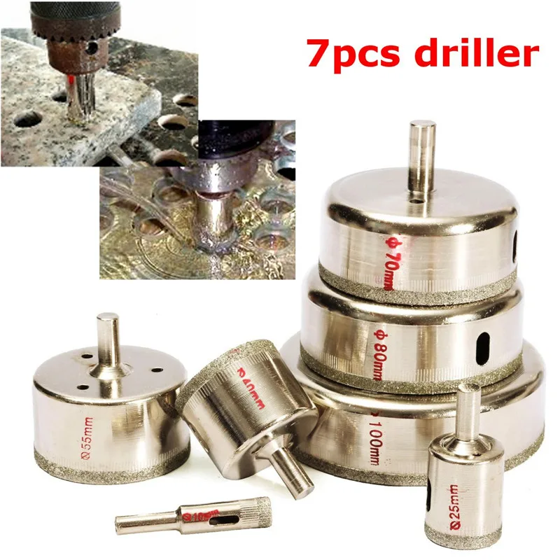 7Pcs/Set Metal Diamond Coated Core Hole Tile Marble Glass Saw Tilling Drill Bit10-100mm Marble Wood Amber Glass Ceramic Holes
7Pcs/Set Metal Diamond Coated Core Hole Tile Marble Glass Saw Tilling Drill Bit10-100mm Marble Wood Amber Glass Ceramic Holes