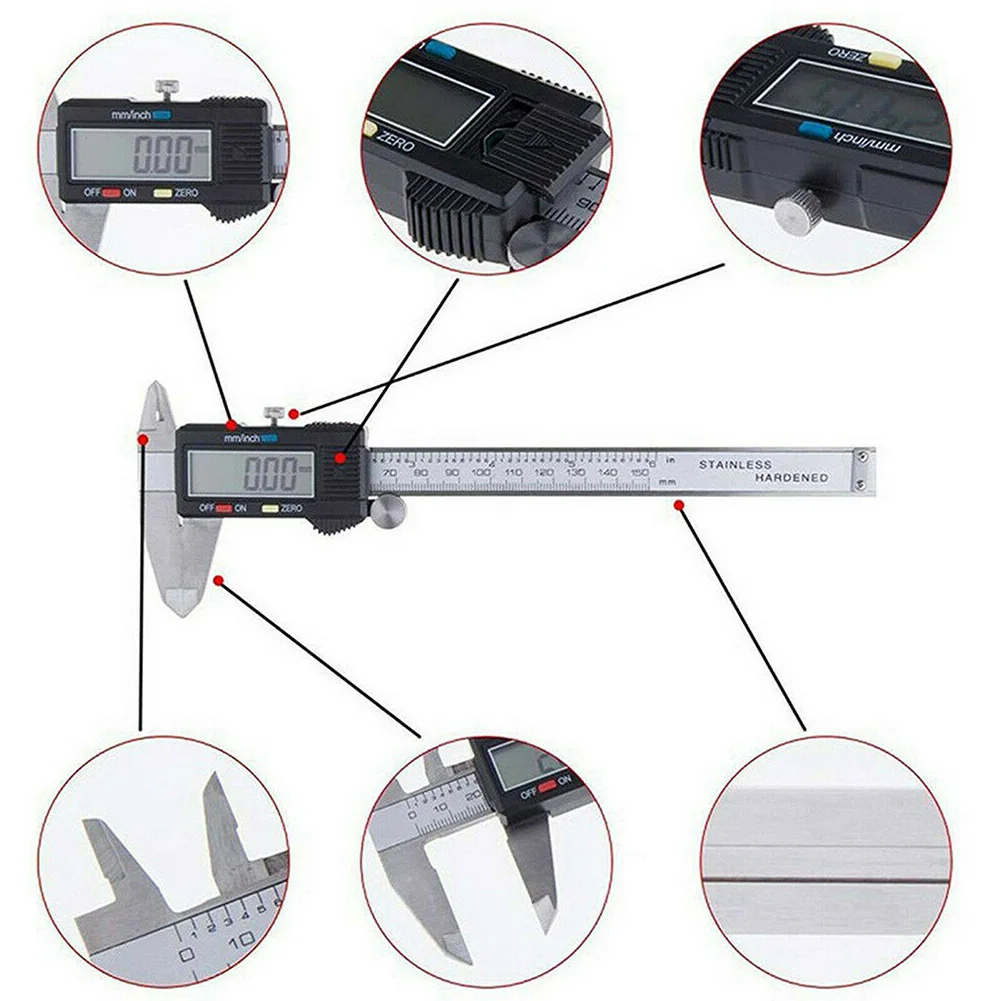 LCD Digital Vernier Caliper 6 Inch Micrometer Electronic Measuring Tools Button Battery With Storage Box Digital Tools Calipers
LCD Digital Vernier Caliper 6 Inch Micrometer Electronic Measuring Tools Button Battery With Storage Box Digital Tools Calipers
