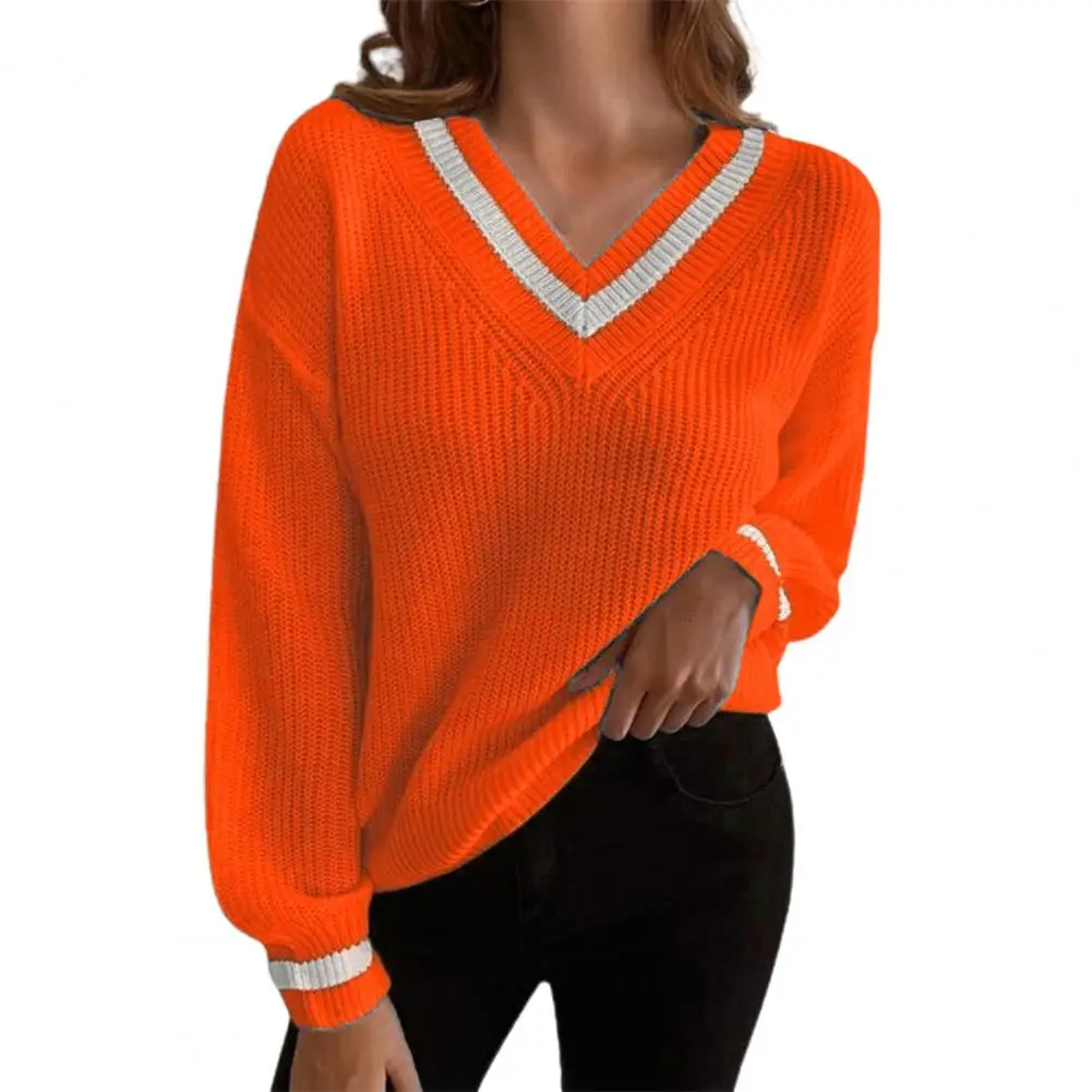 Ribbed Cuff Long Sleeve Knitted Sweater Fall Winter Patchwork V-Neck Women Sweater Female Clothing
Ribbed Cuff Long Sleeve Knitted Sweater Fall Winter Patchwork V-Neck Women Sweater Female Clothing