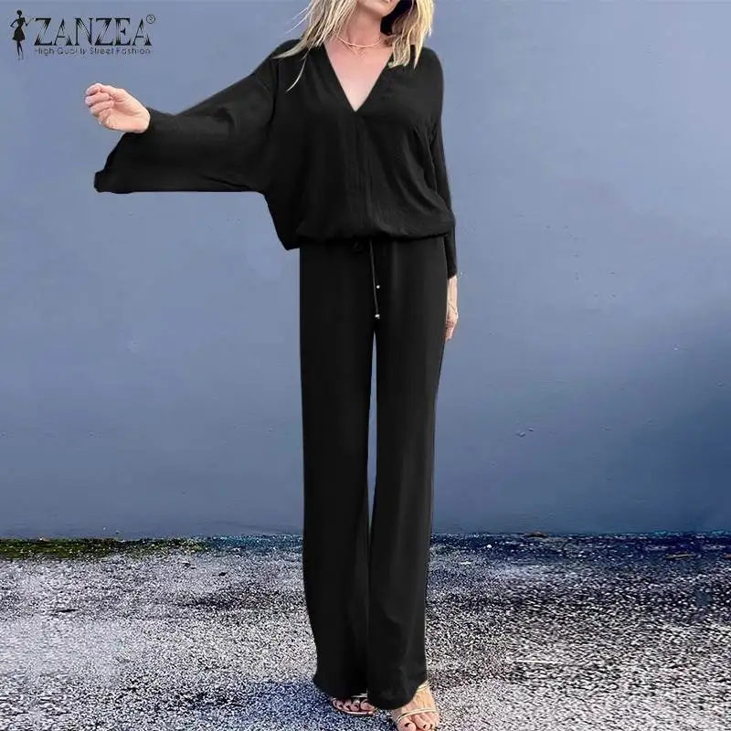 Элегантные подходящие комплекты ZANZEA 2021, женские повседневные свободные брюки с длинным рукавом, однотонные комплекты из двух предметов
Элегантные подходящие комплекты ZANZEA 2021, женские повседневные свободные брюки с длинным рукавом, однотонные комплекты из двух предметов