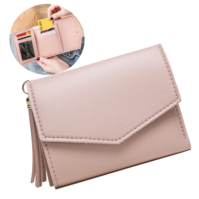 Solid Color Short Wallets PU Pocket Tassel Purse Card Holder Female Fashion Coin Burse Money Bag Note Compartment High Quality
Solid Color Short Wallets PU Pocket Tassel Purse Card Holder Female Fashion Coin Burse Money Bag Note Compartment High Quality
