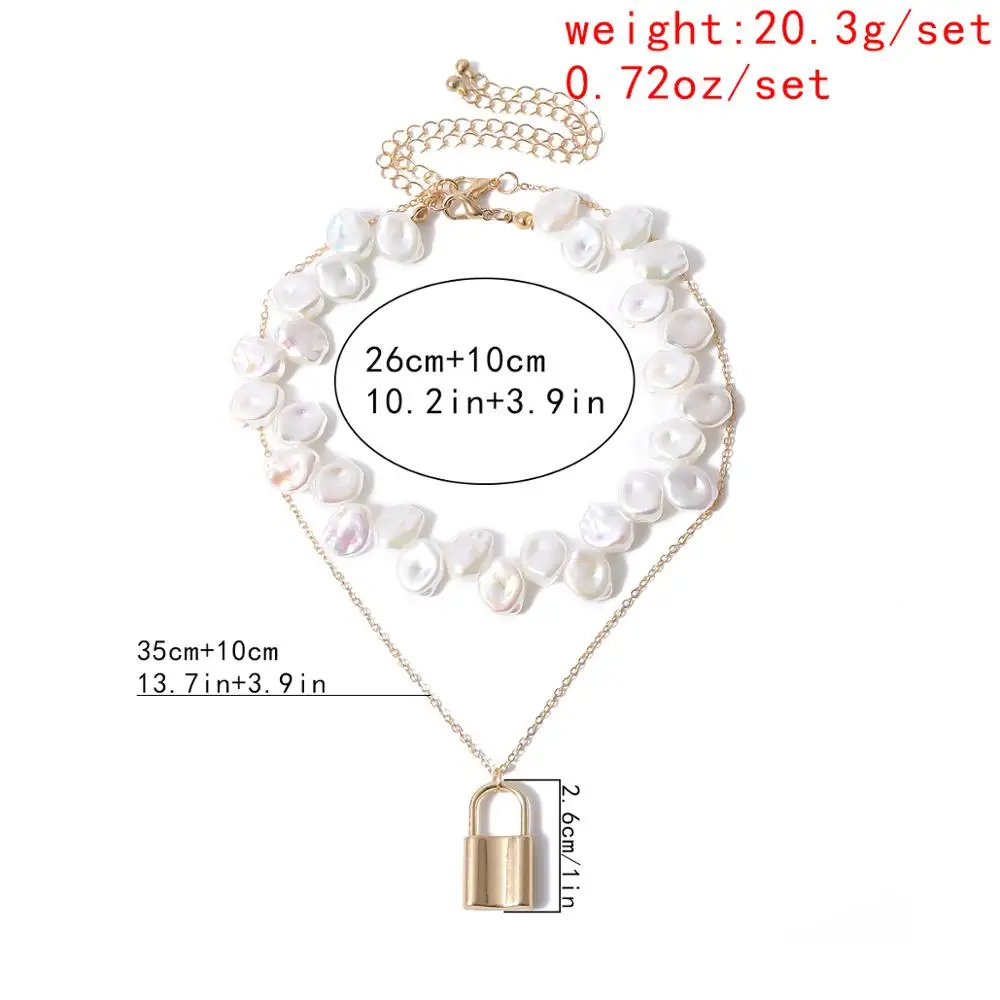 Lacteo Neo Gothic Lock Pendnat Necklace Bohemian Summer Beach Shaped Imitation Pearl Chain Choker Necklace Jewelry for Women
Lacteo Neo Gothic Lock Pendnat Necklace Bohemian Summer Beach Shaped Imitation Pearl Chain Choker Necklace Jewelry for Women