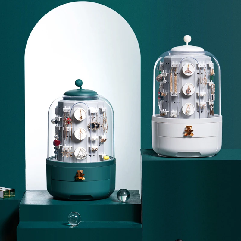 360 Rotating Jewelry Organizer Cosmetic Storage Box Transparent Makeup Organizer Earring Necklace Desktop Organizer Dropshipping
360 Rotating Jewelry Organizer Cosmetic Storage Box Transparent Makeup Organizer Earring Necklace Desktop Organizer Dropshipping