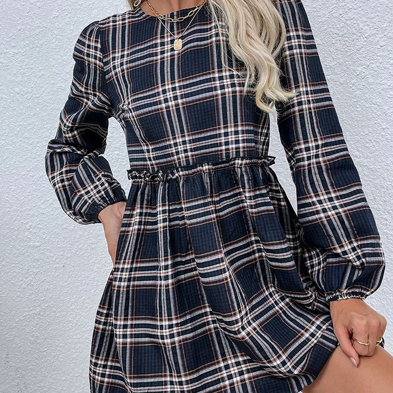 Women's Oversized Trendy Dresses Plaid Pattern O-Neck Long Puff Sleeves Slim Waist Women A-Line Mini Dress Autumn Spring 2021
Women's Oversized Trendy Dresses Plaid Pattern O-Neck Long Puff Sleeves Slim Waist Women A-Line Mini Dress Autumn Spring 2021