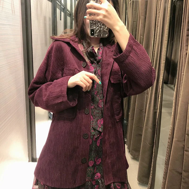 Women New Retro Loose Chest Pocket Shirt Jacket Female Pure Color Simple Lapel Long Sleeve Coat Chic Top
Women New Retro Loose Chest Pocket Shirt Jacket Female Pure Color Simple Lapel Long Sleeve Coat Chic Top