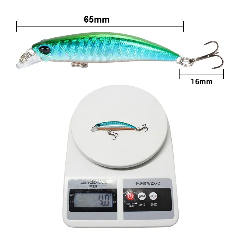 6.5cm/4g Artificial 10Colors Sink ABS Plastic Hard Bait Bionic Bait Depth Dive 0.5-1.5M With Hook Sea Fishing Lures Sea
6.5cm/4g Artificial 10Colors Sink ABS Plastic Hard Bait Bionic Bait Depth Dive 0.5-1.5M With Hook Sea Fishing Lures Sea