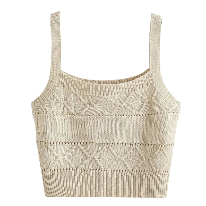 Женский трикотажный укороченный топ без рукавов, простой однотонный топ на бретелях-спагетти, винтажный облегающий жилет с ромбовидным узо... 
Женский трикотажный укороченный топ без рукавов, простой однотонный топ на бретелях-спагетти, винтажный облегающий жилет с ромбовидным узо...