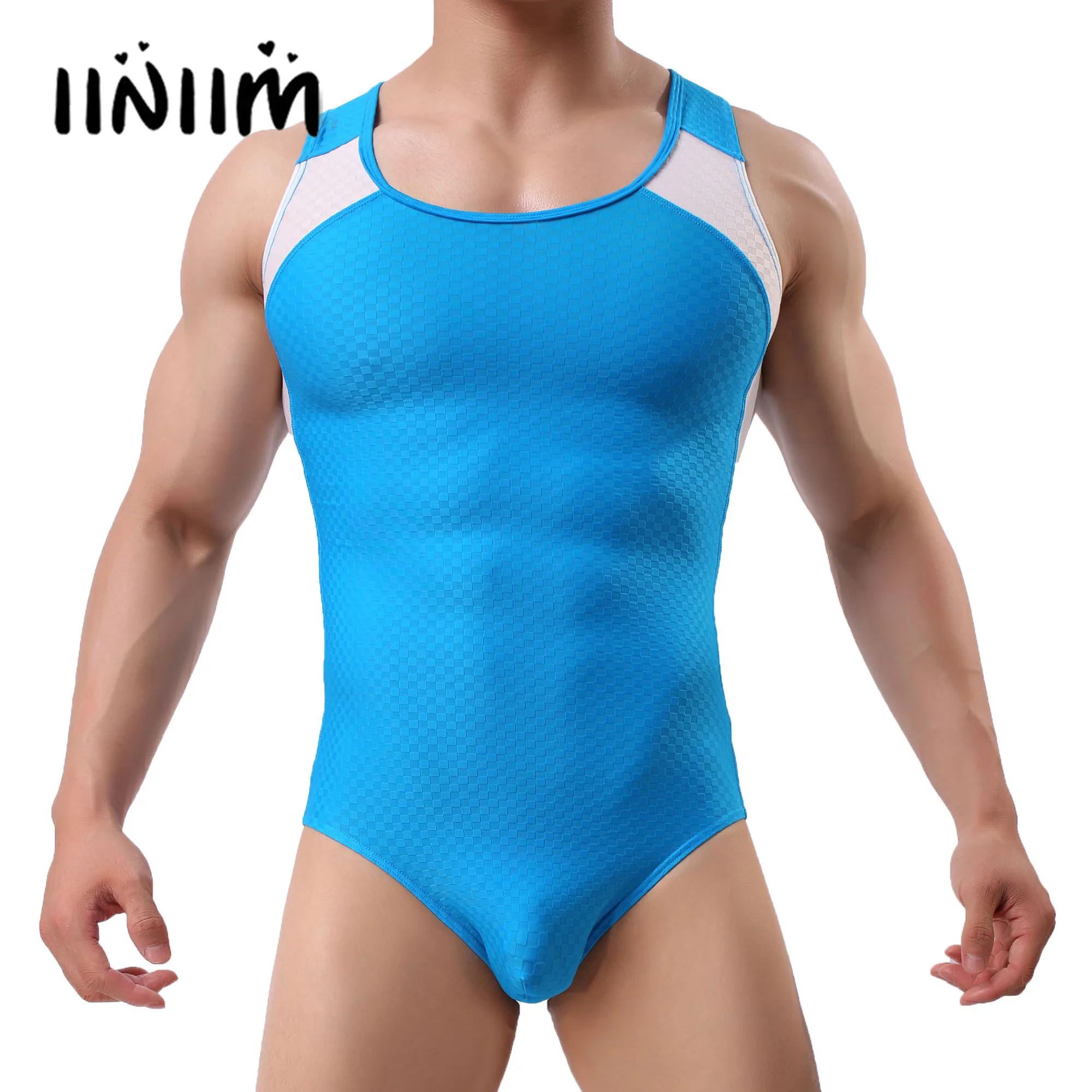 Mens Singlet Boxer Leotard Bodysuit Trendy Sports Fitness Color-blocking Swimsuit Sleeveless Round Neckline Jumpsuit for Summer
Mens Singlet Boxer Leotard Bodysuit Trendy Sports Fitness Color-blocking Swimsuit Sleeveless Round Neckline Jumpsuit for Summer