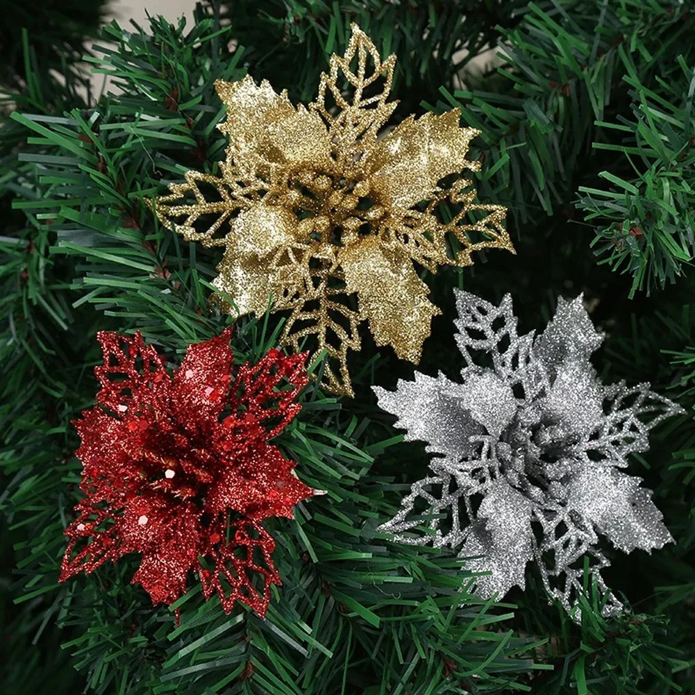 10pcs Glitter Artificial Flowers Merry Christmas Ornaments Christmas Tree Decorations For Home New Year Wedding Party Decor
10pcs Glitter Artificial Flowers Merry Christmas Ornaments Christmas Tree Decorations For Home New Year Wedding Party Decor