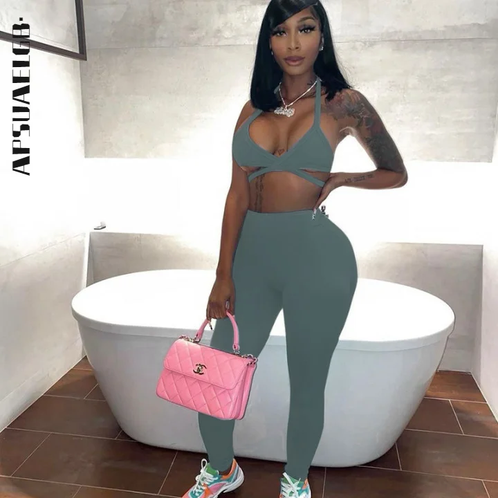 Active Halter Top And Pants Matching Sets Backless Solid Summer 2021 Skinny Slim Two Piece Sets For Women Casual Sporty
Active Halter Top And Pants Matching Sets Backless Solid Summer 2021 Skinny Slim Two Piece Sets For Women Casual Sporty