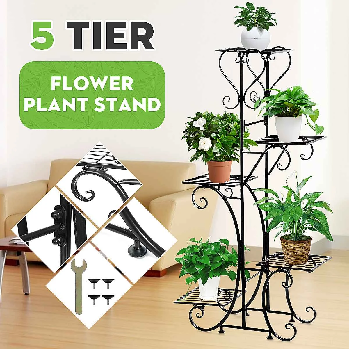 5 Tiers Iron Flower Rack Plant Stand Multi Flower Stand Shelves Bonsai Display Shelf Yard Garden Patio Balcony Pot Plant Stands
5 Tiers Iron Flower Rack Plant Stand Multi Flower Stand Shelves Bonsai Display Shelf Yard Garden Patio Balcony Pot Plant Stands