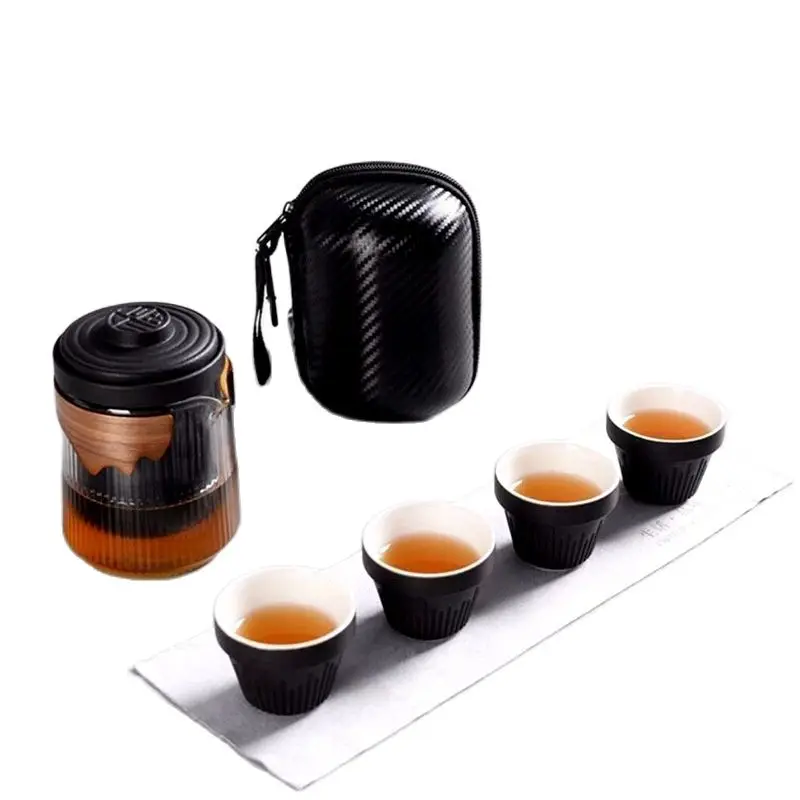 

Керамический чайник NANLINGWUREN в стиле кунг-фу, стеклянная чайная чашка, набор из чайника и чашки, портативный чайный набор с дорожной сумкой