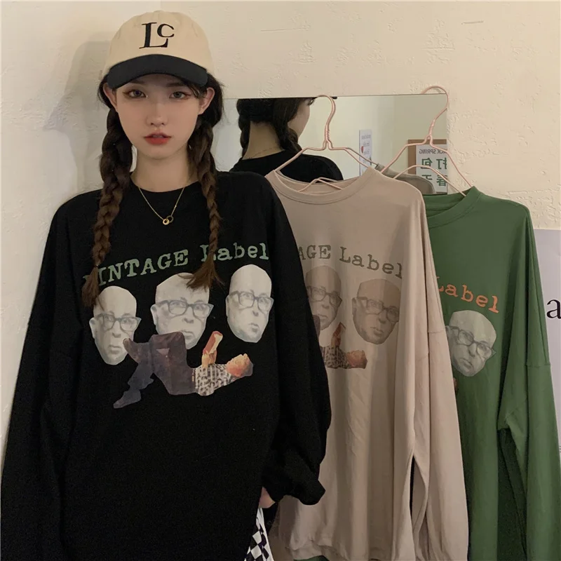 Girlish Style Long-Sleeved T-shirt Women's Loose Fashionable Ins Idle Style Hiphop Fried Street Chic Early Autumn Bottoming 
Girlish Style Long-Sleeved T-shirt Women's Loose Fashionable Ins Idle Style Hiphop Fried Street Chic Early Autumn Bottoming