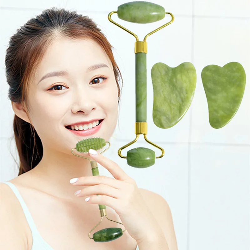 Fast shipping Natural jade scraping massager tool set beauty care facial skin care massage tool face gouache scraper roller set
Fast shipping Natural jade scraping massager tool set beauty care facial skin care massage tool face gouache scraper roller set