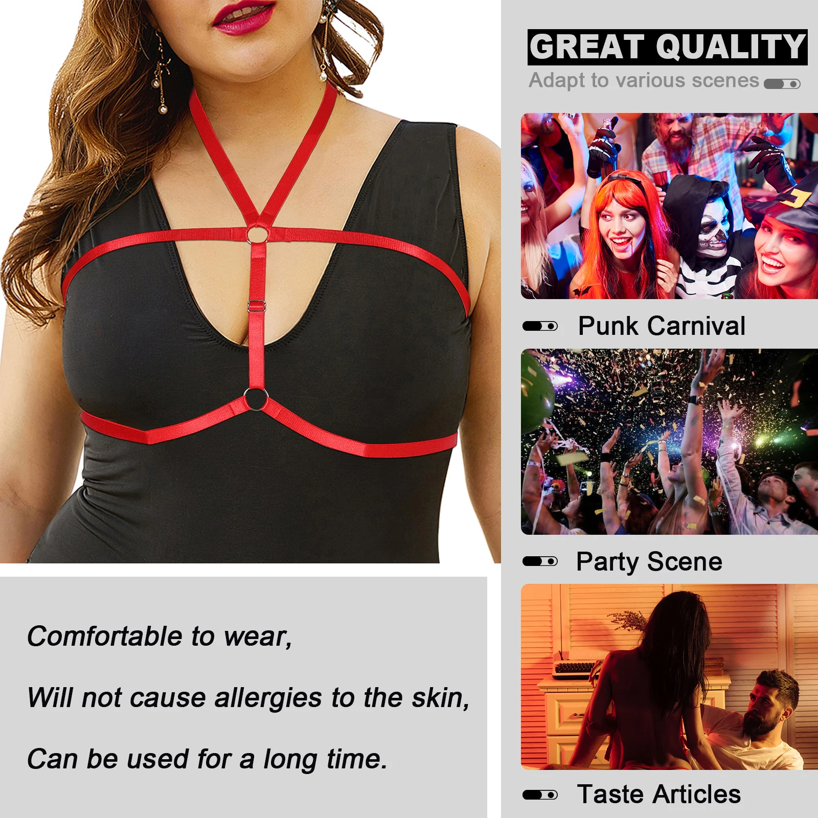 Exotic Accessories Goth Plus Size Sexy Halter Lingerie Bondage Harness Cupless Bra Suspender Fat Female Underwear Chest Straps
Exotic Accessories Goth Plus Size Sexy Halter Lingerie Bondage Harness Cupless Bra Suspender Fat Female Underwear Chest Straps