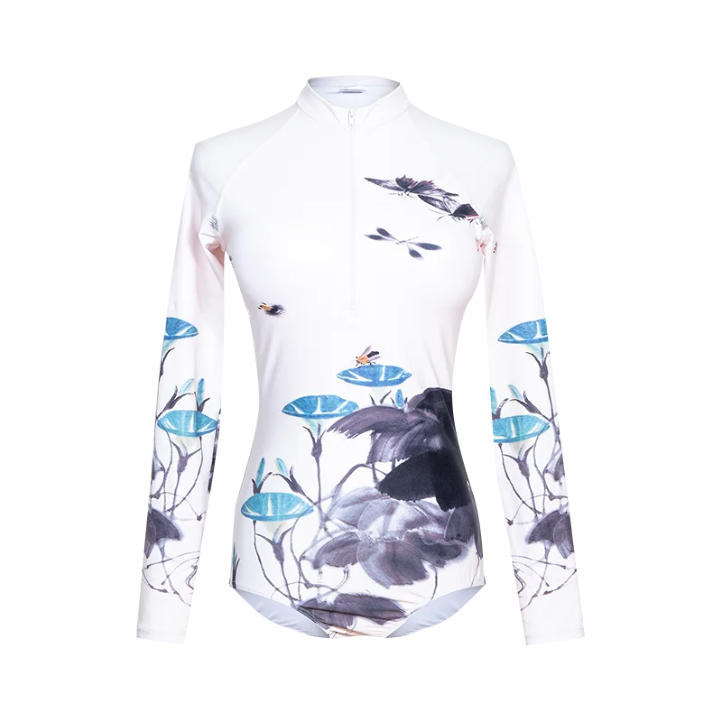 One-Piece Monokini Long Sleeve Swimwear Women Swimsuit female Swim suit Lotus Print Sports Beach Wear Surfing
One-Piece Monokini Long Sleeve Swimwear Women Swimsuit female Swim suit Lotus Print Sports Beach Wear Surfing