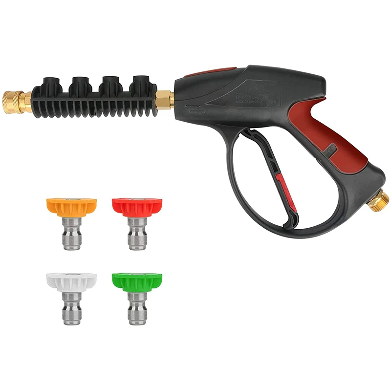High Pressure Washer Spray Gun 4000PSI Power, 4Pcs Color-coded Nozzle Tips 0° 15° 25° 40° Portable Patio Cleaner for Washing Car
High Pressure Washer Spray Gun 4000PSI Power, 4Pcs Color-coded Nozzle Tips 0° 15° 25° 40° Portable Patio Cleaner for Washing Car