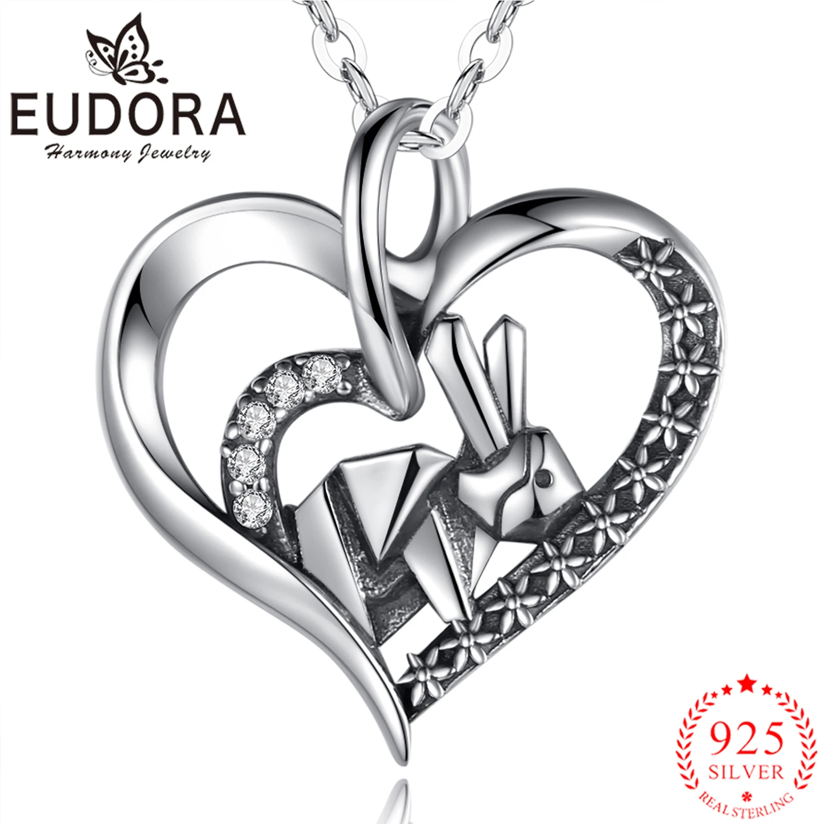 EUDORA 925 Sterling Silver Origami Rabbit heart Necklace Easter Rabbit Pendant Gift for women lover Cyd655
EUDORA 925 Sterling Silver Origami Rabbit heart Necklace Easter Rabbit Pendant Gift for women lover Cyd655