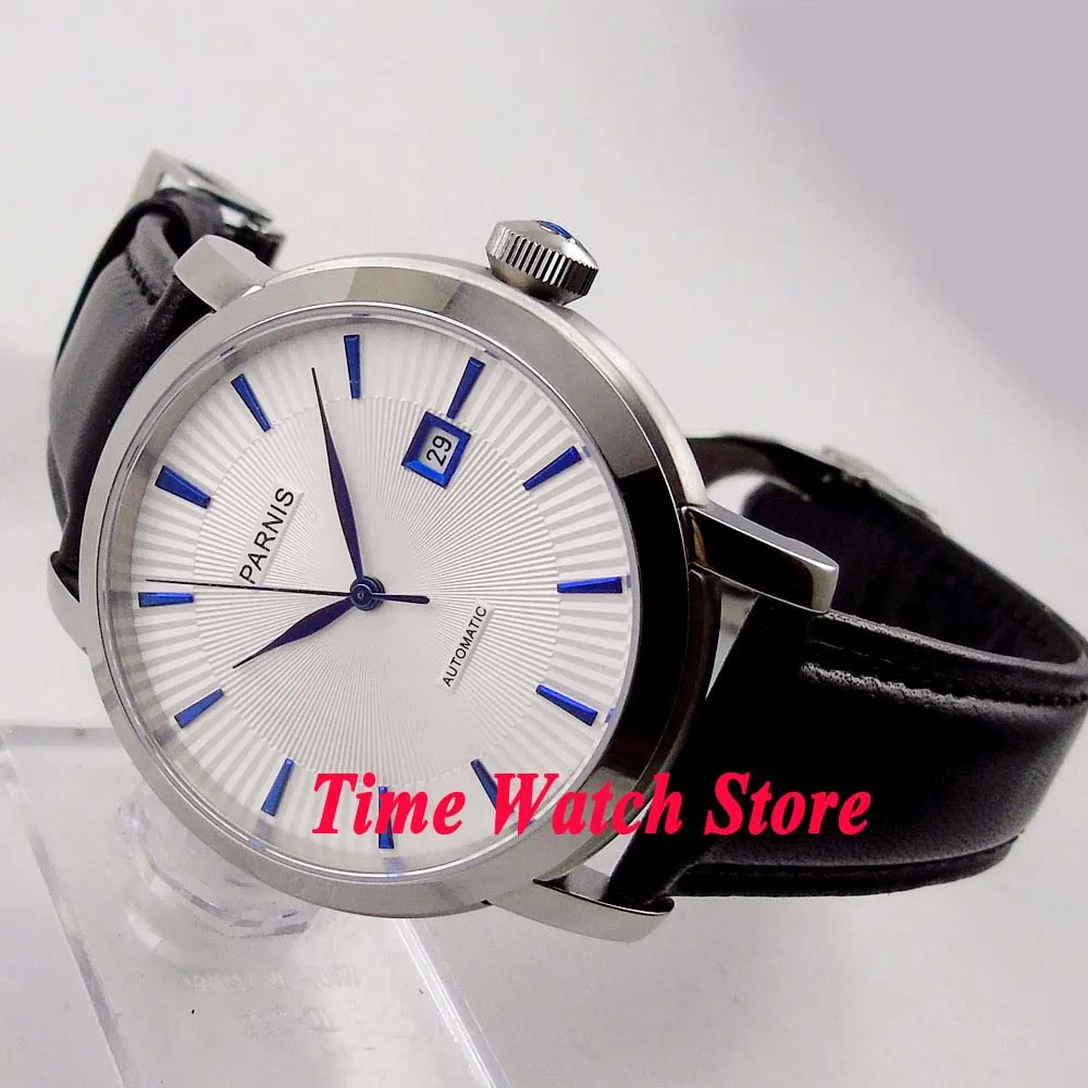 Parnis 41mm white dial date window sapphire glass 5ATM 21 jewels MIYOTA Automatic mens watch 554 relogio masculino
Parnis 41mm white dial date window sapphire glass 5ATM 21 jewels MIYOTA Automatic mens watch 554 relogio masculino