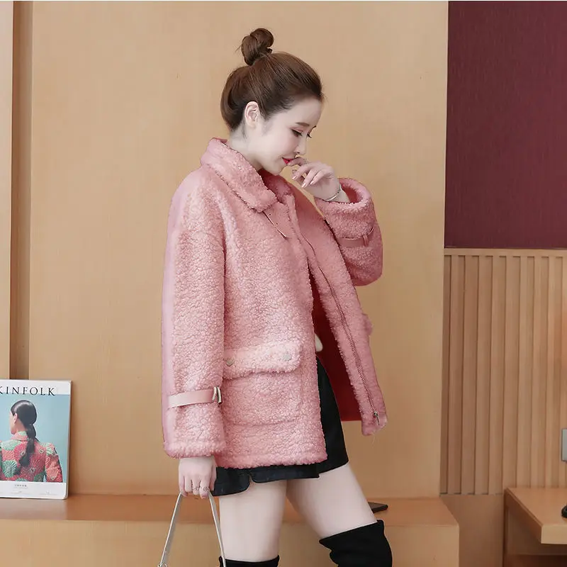 Winter New All-match Coat Solid Color Warm Femme Tops Turn-down Collar Zip Double Pockets Jackets Women Autumn
Winter New All-match Coat Solid Color Warm Femme Tops Turn-down Collar Zip Double Pockets Jackets Women Autumn