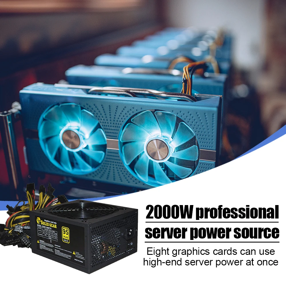 1800W 180-260V ATX Mining Bitcoin Power Supply 95% High Efficiency for Ethereum ETH S9 S7 L3 8GPU cards support Max
1800W 180-260V ATX Mining Bitcoin Power Supply 95% High Efficiency for Ethereum ETH S9 S7 L3 8GPU cards support Max