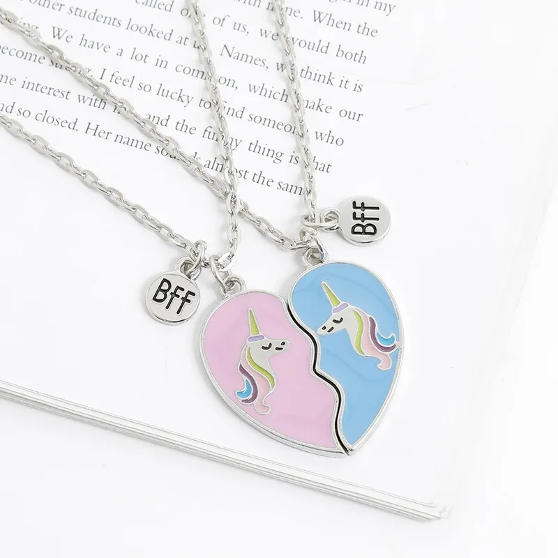 2 Piece Set of Best Friend BFF Broken Heart with Unicorn Pattern Stitching Pendant Chain Friendship Clavicle Necklace
2 Piece Set of Best Friend BFF Broken Heart with Unicorn Pattern Stitching Pendant Chain Friendship Clavicle Necklace