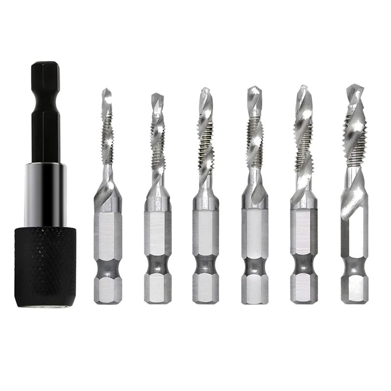 ABSF 7 Pcs Combination Drill And Tap Bit Set 6-32Nc 8-32Nc 10-32Nc 10-24Nc 12-24Nc 1/4-20Nc With Quick-Change Adapter
ABSF 7 Pcs Combination Drill And Tap Bit Set 6-32Nc 8-32Nc 10-32Nc 10-24Nc 12-24Nc 1/4-20Nc With Quick-Change Adapter