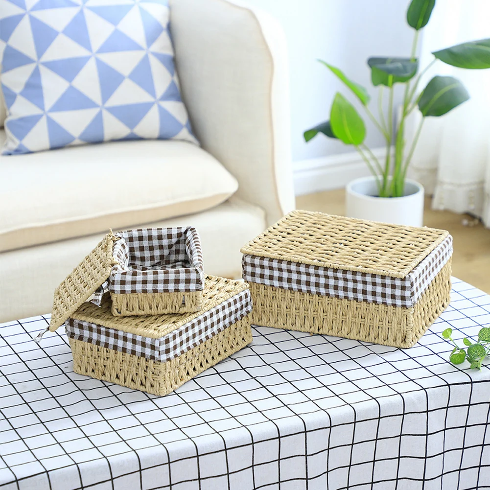 Wicker Storage Basket Set Woven Storage Baskets with Lid Cotton Liner Organizer Decoration for Kitchen, Bedroom, Closet
Wicker Storage Basket Set Woven Storage Baskets with Lid Cotton Liner Organizer Decoration for Kitchen, Bedroom, Closet