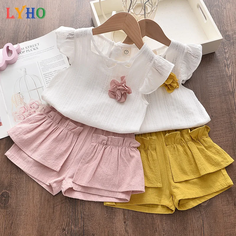 Summer Toddler Girls Top Blouse Shorts Pants Sets Flowers Girl Clothes Pink Yellow Kids Clothing Breathable T-shirt Outfits Suit
Summer Toddler Girls Top Blouse Shorts Pants Sets Flowers Girl Clothes Pink Yellow Kids Clothing Breathable T-shirt Outfits Suit