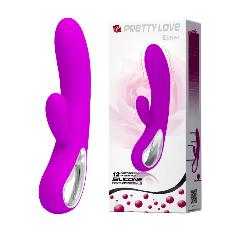 Pretty Love 12 Speed G Spot Dildo Rabbit Vibrator для женщин с двойной вибрацией, водонепроницаемый силиконовый массажер для женской вагины и клитора.