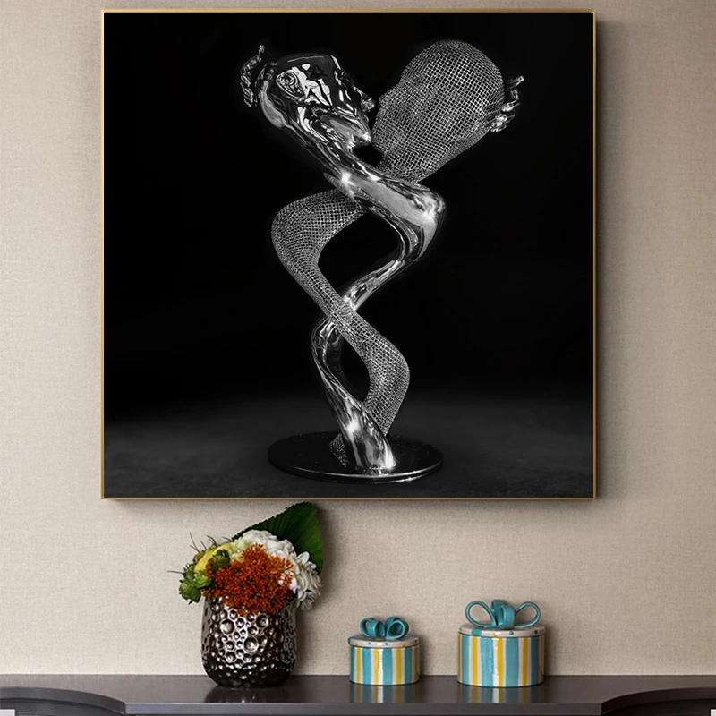Modern Romantic Metal Figure Sculpture Art Black Oil on Canvas Painting Posters and Prints Wall Art Picture for Living Room
Modern Romantic Metal Figure Sculpture Art Black Oil on Canvas Painting Posters and Prints Wall Art Picture for Living Room
