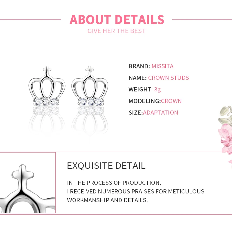 MISSITA 2019 NEW Crown Zircon Earrings For Women Silver Color Fashion Jewelry Girlfriend Party Gift Hot Sale Dropshipping
MISSITA 2019 NEW Crown Zircon Earrings For Women Silver Color Fashion Jewelry Girlfriend Party Gift Hot Sale Dropshipping