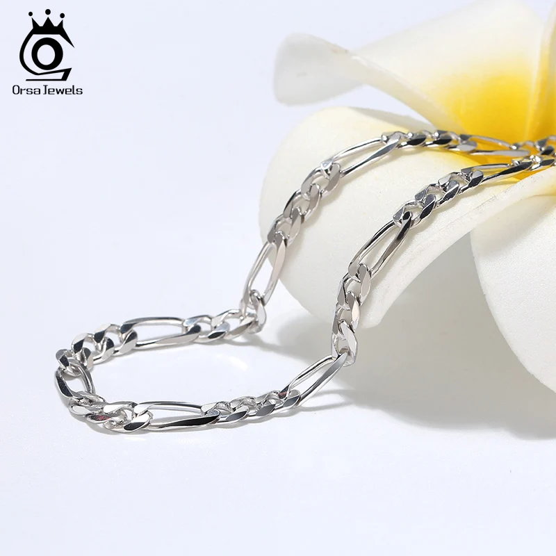 ORSA JEWELS Модные мужские и женские Фигаро цепи ожерелье 5 мм бриллиантовой огранки