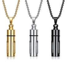 Perfume Bottle Pendant Necklaces for Men 18k Gold Filled Titanium Stainless Steel 55cm Chain Jewelry Trendy Accessories Hot Sale