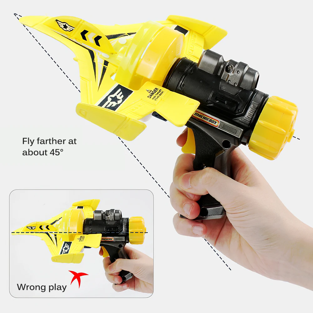 

Kids Foam Airplane Launcher Toy Catapult Plane Throwing Launcher Glider Aircraft Model Gun Shooting Game Outdoor Toy Children