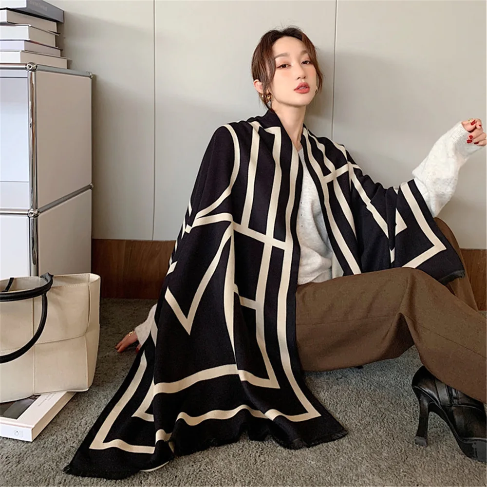 VISROVER White Stripe woman winter scarf fashion female shawls cashmere handfeeling winter wraps stripe winter hijab scarf gift
VISROVER White Stripe woman winter scarf fashion female shawls cashmere handfeeling winter wraps stripe winter hijab scarf gift