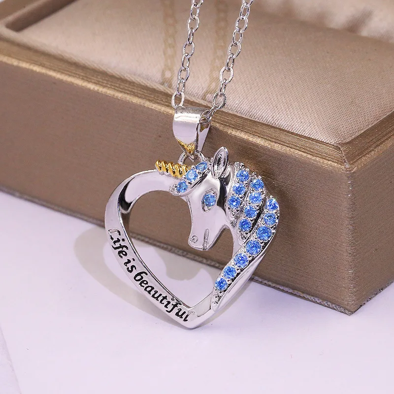 New Cute Animal Unicorn Heart Pendant Necklace Women's Necklace Crystal Inlaid Metal Sliding Pendant Accessory Party Gift
New Cute Animal Unicorn Heart Pendant Necklace Women's Necklace Crystal Inlaid Metal Sliding Pendant Accessory Party Gift