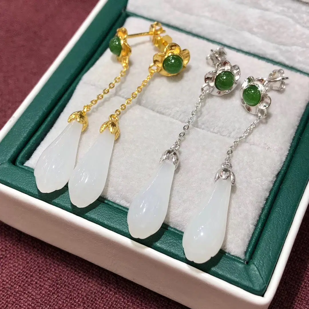 HML& Natural Hetian White Magnolia Flower Long Earrings Chinese Style Retro Unique Charm Light Luxury Women's Silver Jewelry
HML& Natural Hetian White Magnolia Flower Long Earrings Chinese Style Retro Unique Charm Light Luxury Women's Silver Jewelry