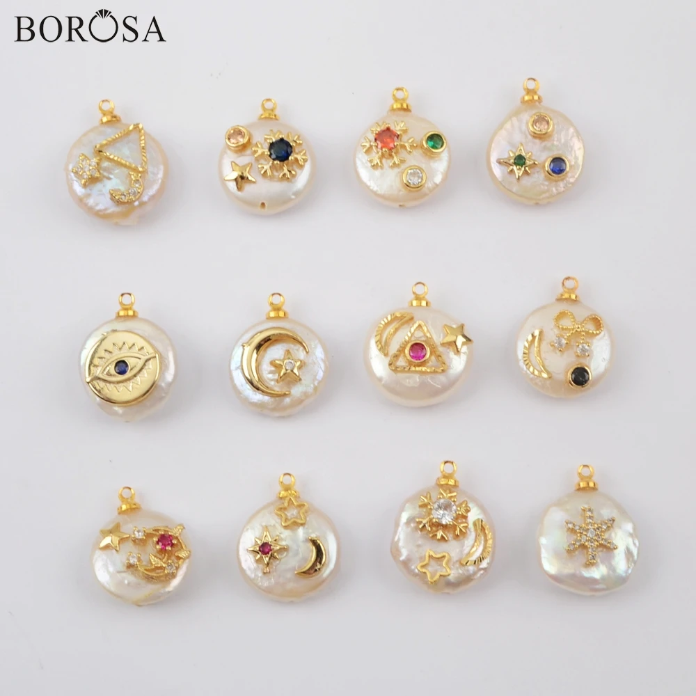 BOROSA 10Pcs Gold Plating Natural Pearl With Multi CZ Charm Natural Freshwater Pearl Beads for Necklace Earrings Jewelry G1887
BOROSA 10Pcs Gold Plating Natural Pearl With Multi CZ Charm Natural Freshwater Pearl Beads for Necklace Earrings Jewelry G1887