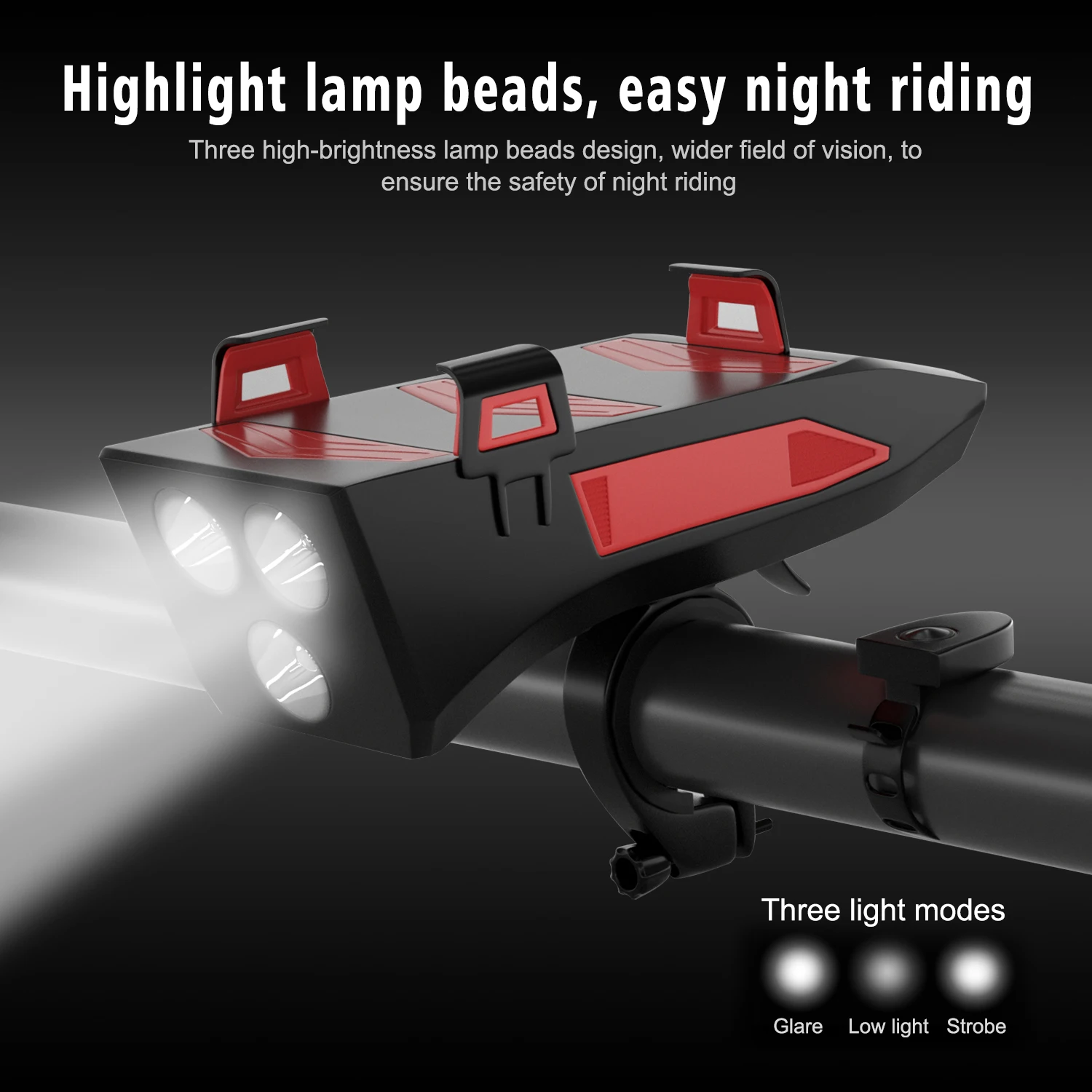 2000/4000LM Bicycle Light USB Rechargeable LED Bicycle Headlight Bike Horn Handlebar Phone Holder 4 In 1 Multi-Function Light 
2000/4000LM Bicycle Light USB Rechargeable LED Bicycle Headlight Bike Horn Handlebar Phone Holder 4 In 1 Multi-Function Light