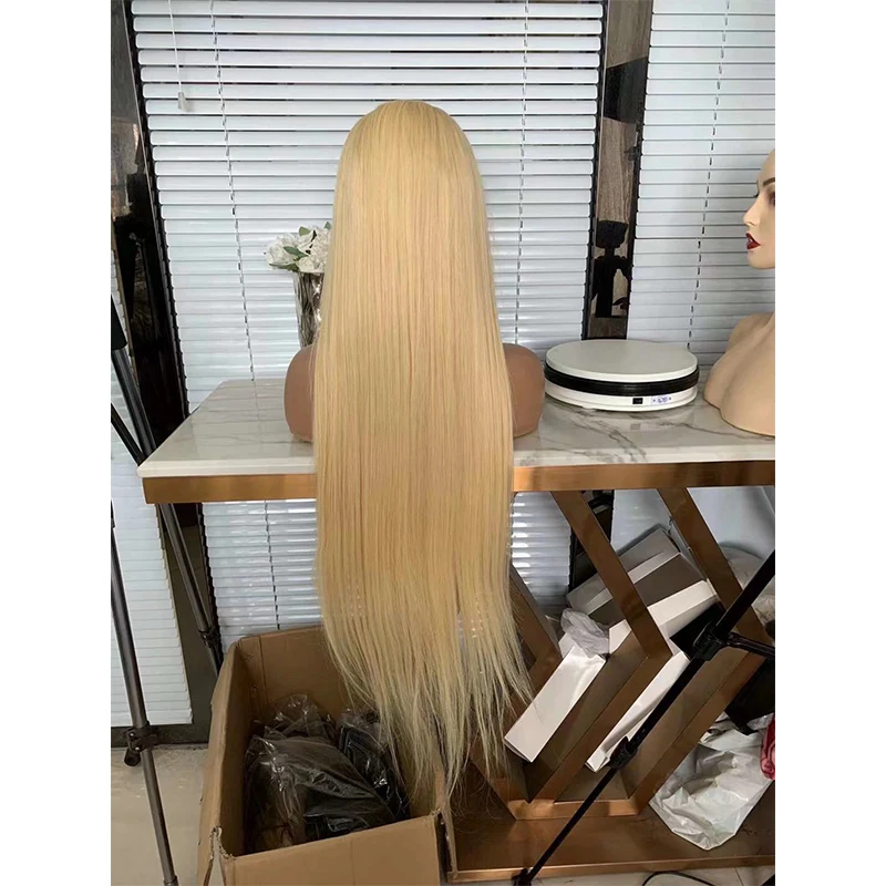 26Inch 180%Density BlondLong Straight Synthetic Lace Front Wig For Women With Baby Hair Heat Resistant Fiber Daily Wear | Шиньоны и