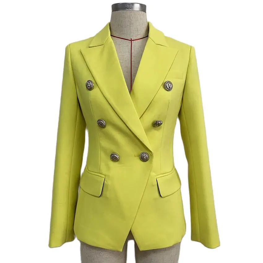 Better Fabric 2021 Autumn New Euro American Style High Quality Double Breasted Elegant Casual Yellow Blazer Jacket Woman
Better Fabric 2021 Autumn New Euro American Style High Quality Double Breasted Elegant Casual Yellow Blazer Jacket Woman