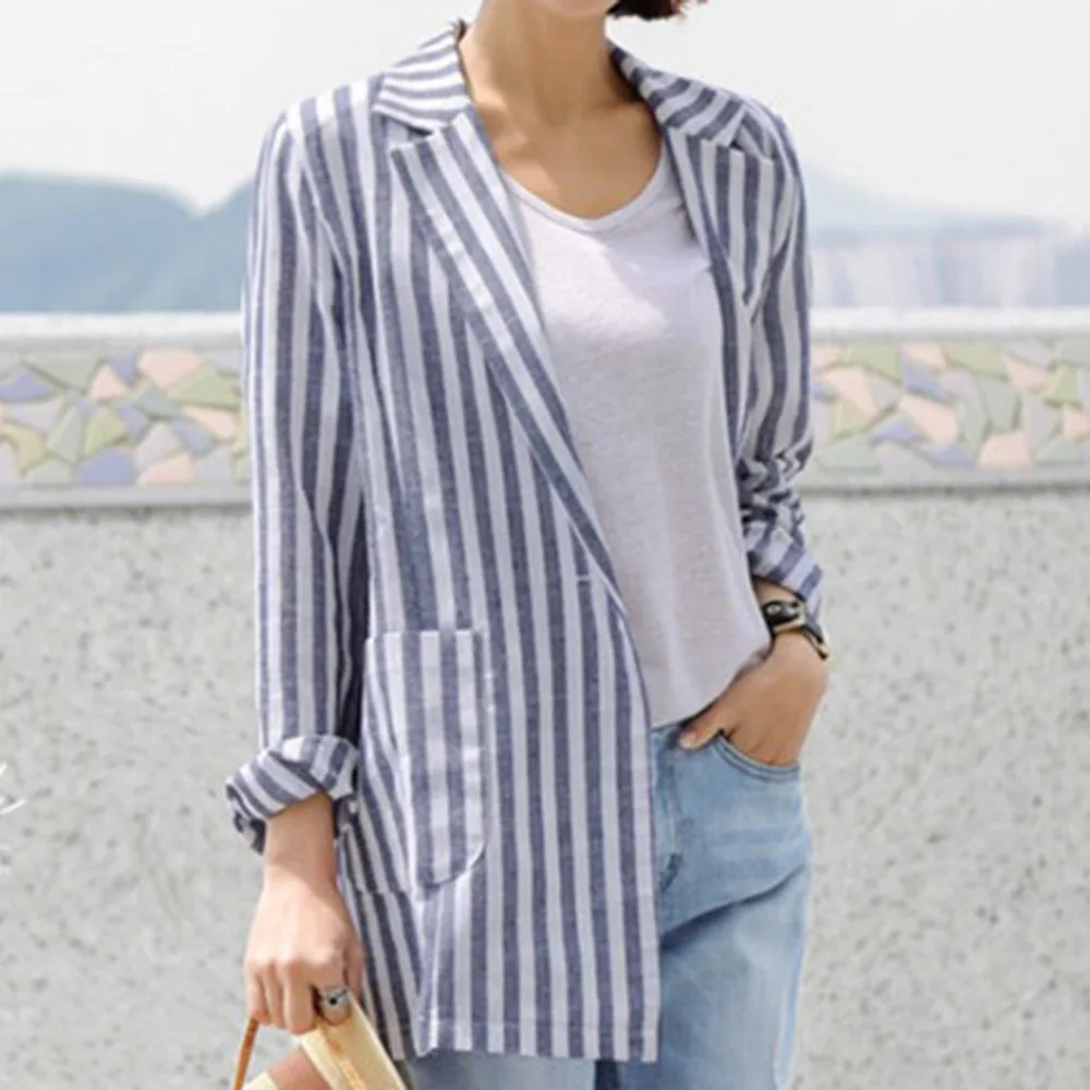 Casual Blazer Stand Collar Striped Pattern Long Sleeve One Button Ladies Fashion Medium And Long Dress Casual Suit 2021 New
Casual Blazer Stand Collar Striped Pattern Long Sleeve One Button Ladies Fashion Medium And Long Dress Casual Suit 2021 New