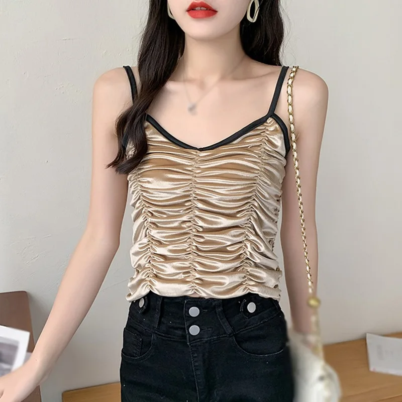 Summer Korean Style Pleated Design Wrapped Chest Top for Women Fashion All-Match Inside Wear Camisole
Summer Korean Style Pleated Design Wrapped Chest Top for Women Fashion All-Match Inside Wear Camisole